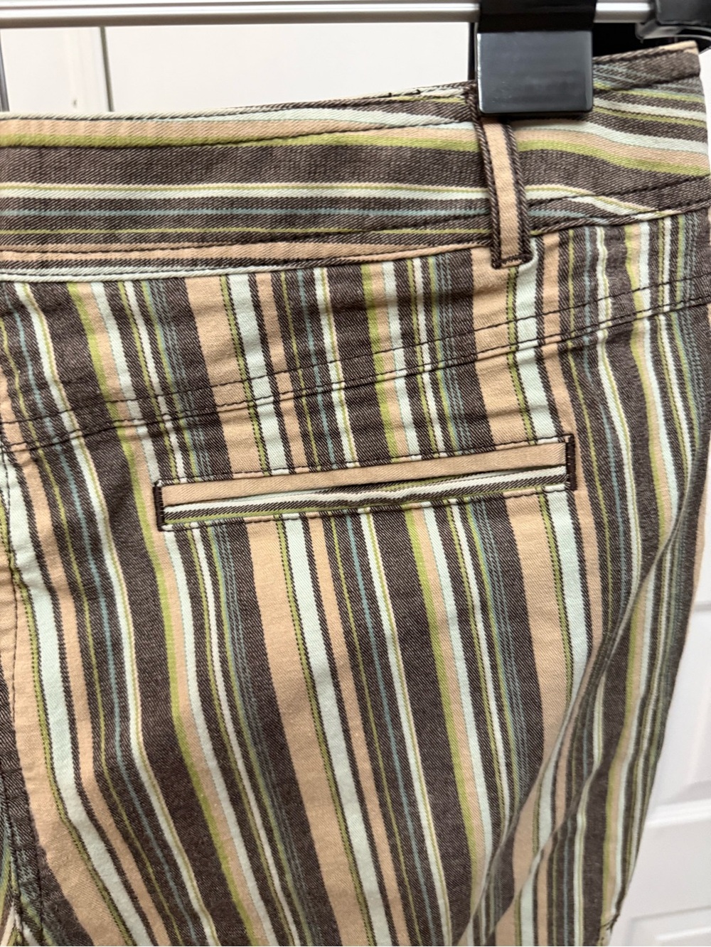 Ann Taylor Striped Cropped Cargo Pants in Brown and Green - Picture 9 of 11